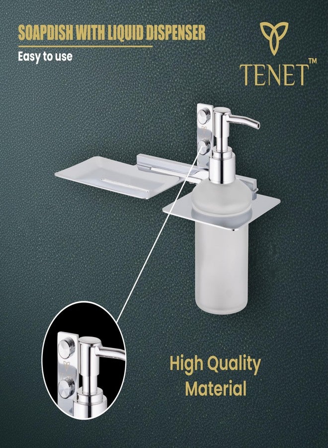 TENET Wall Mounted Soap Dish with Liquid Soap Dispenser | Stainless Steel Soap Tray with Pump Bottle Holder | 2 in 1 Bathroom Accessories Set (Chrome) | 1 Year Warranty - Image 4